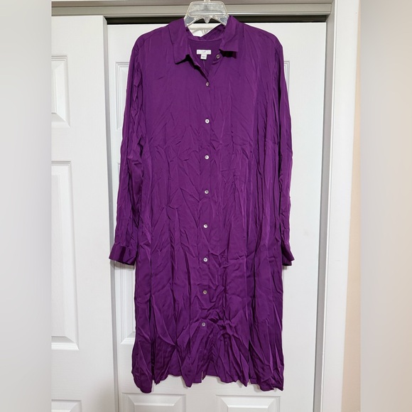 Brand New J. Jill Purple Button-Up Shirt Dress - Size 2X